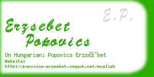 erzsebet popovics business card